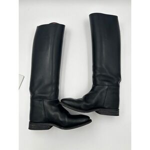 PETRIE Tall Riding Boots Womens 7 Black Equestrian Dressage Leather 50/38 w/Case